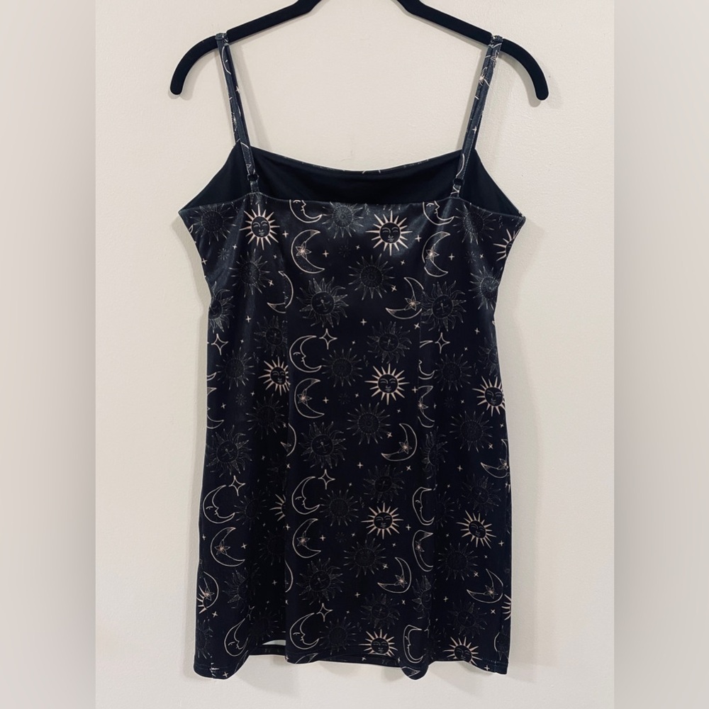 Urban Outfitters ✨ Black Celestial Moon Stars and Sun Mini Dress, Size Large - Picture 4 of 8
